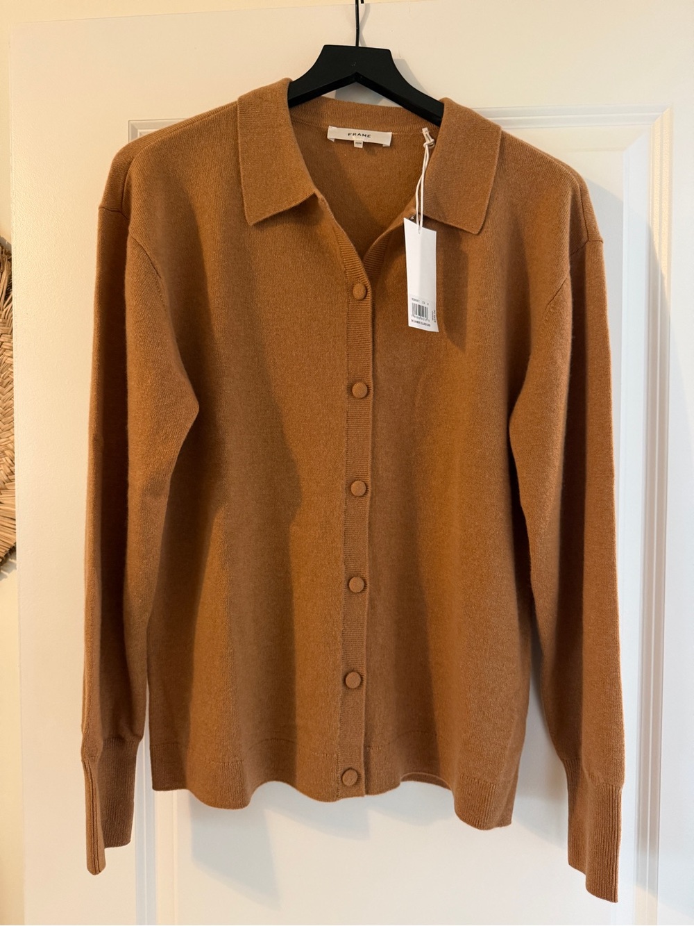 Frame Denim Caramel Button-Front Collared Cardigan